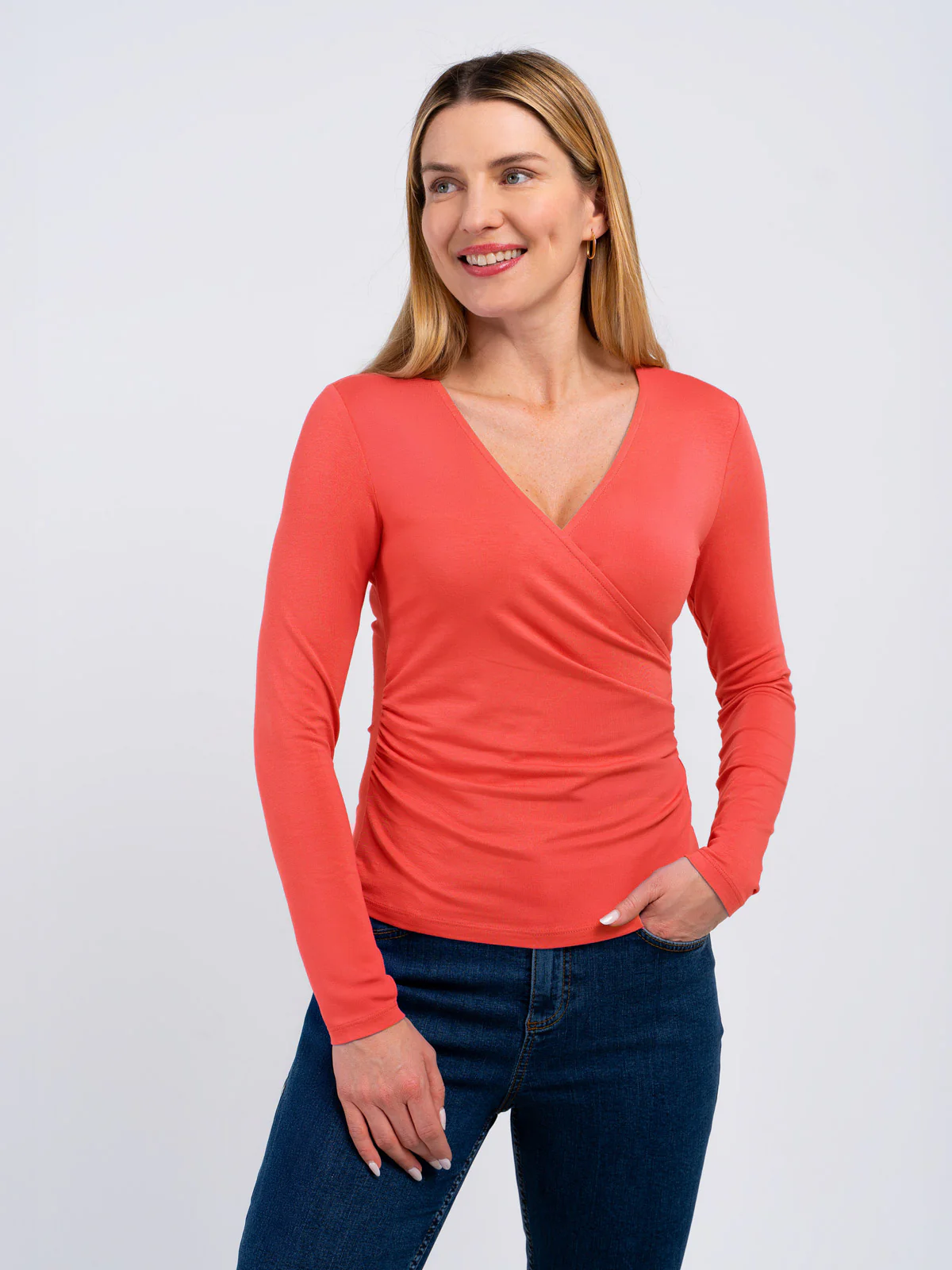 Long Sleeve Faux Wrap - Image 35